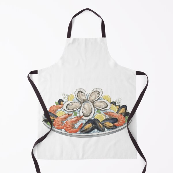 Item preview, Watercolor Seafood Platter with Oysters, Shrimp and Mussels designed and sold by ArtQueen777.