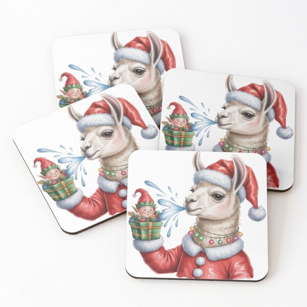 Item preview, Funny Christmas Llama & Elf – Spitting Llama Holiday Wall Art designed and sold by vk09.