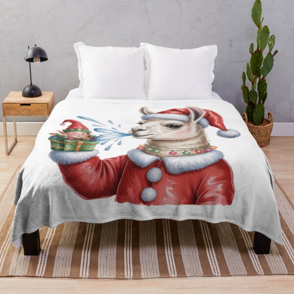 Item preview, Funny Christmas Llama & Elf – Spitting Llama Holiday Wall Art designed and sold by vk09.