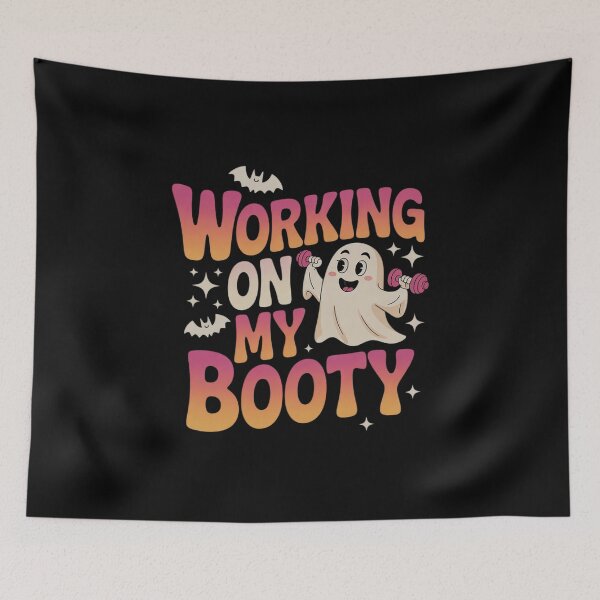 Item preview, Working On My Booty Gym Halloween Workout Ghost  designed and sold by HuValverdeArt.