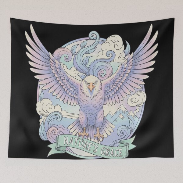 Item preview, "Nature's Grace Eagle Illustration: Majestic Retro Style Mountain & Sky Design" designed and sold by thechoice1.