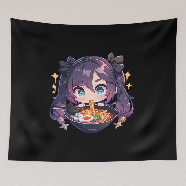 Item preview, Game Mona Genshin Impact Chibi Girl Enjoying Delicious Ramen Anime designed and sold by Raslbazola.