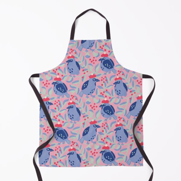 Item preview, Blue Birds in Red Berets Retro Thrift-Inspired Pattern designed and sold by Ema Tudose.