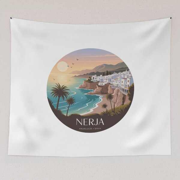Item preview, Nerja, Andalucía – Costa del Sol Sunset Design | Retro Travel Art designed and sold by CircinusStore.