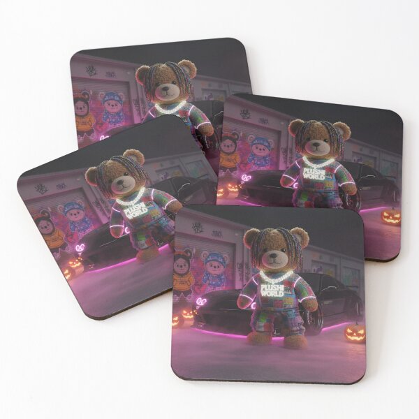 Aperçu de l'œuvre Plushi World Teddy Bear - Neon Streetwear Halloween Vibes créée et vendue par PLUSHIWORLDtm.