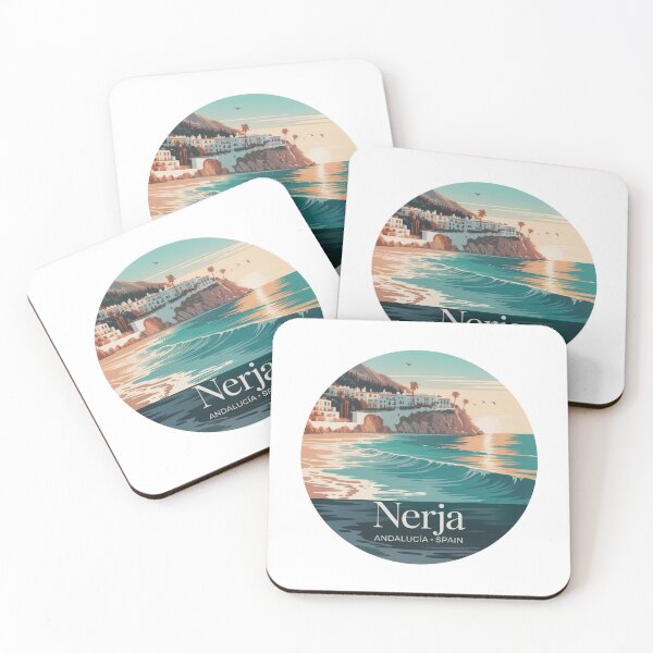 Item preview, Nerja Andalucía – Costa del Sol Sunset | Retro Travel Art Print designed and sold by CircinusStore.