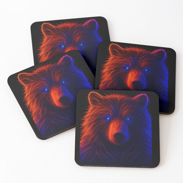 Item preview, Neon Spirit Bear – Glowing Electric Animal Art designed and sold by LiLeDesigns.