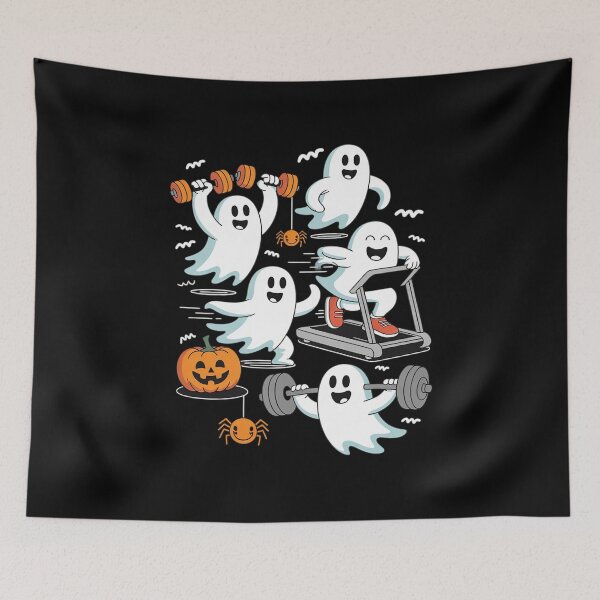 Item preview, Working Out Ghost Gym Halloween Fitness Weightlifting  designed and sold by HuValverdeArt.