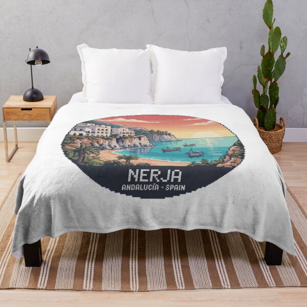 Item preview, Nerja Pixel Coast – Andalucía Spain | Retro 8-Bit Mediterranean Sunset designed and sold by CircinusStore.