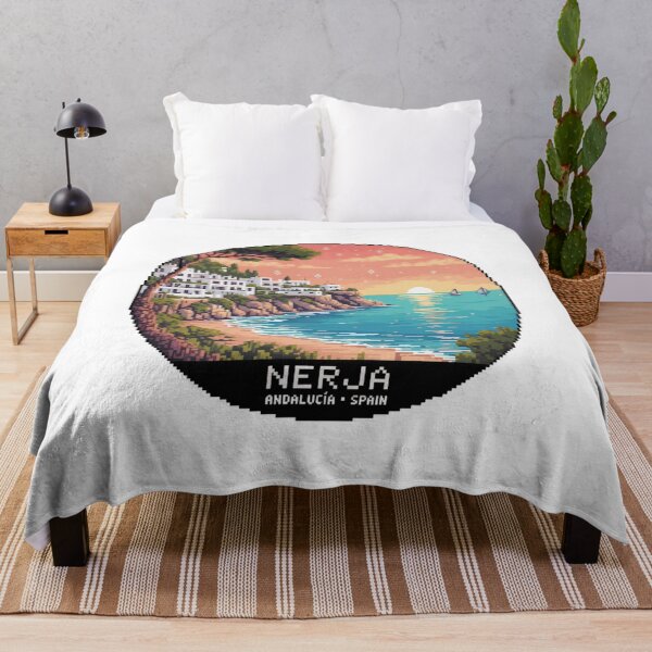 Item preview, Nerja Pixel Horizon – Andalucía Spain | Retro 8-Bit Mediterranean Sunset designed and sold by CircinusStore.