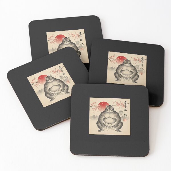 Item preview, Funny Fat Cat Sumo Wrestler Sumi-E Japanese Art Anime designed and sold by diyoor.