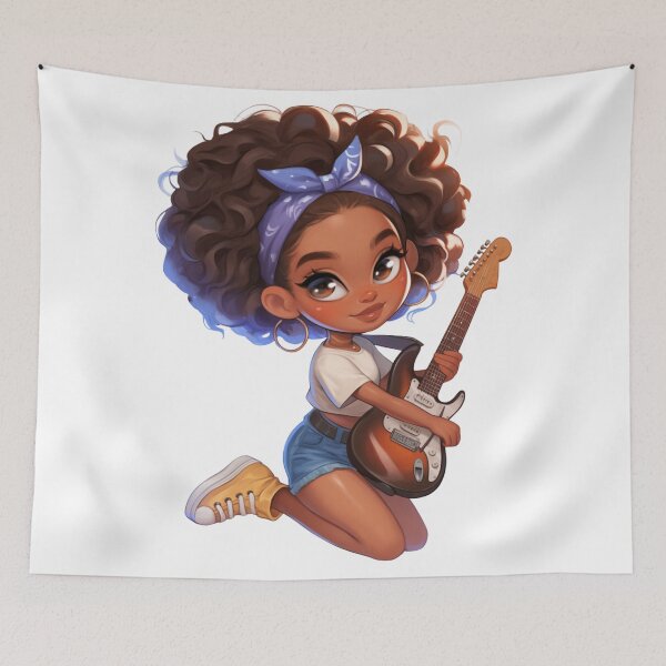 Item preview, Cool Black Girl Guitar Chibi designed and sold by Lulunza.