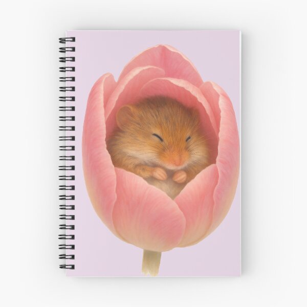 Item preview, Nido de primavera: un adorable ratoncito de campo durmiendo dentro de un tulipán rosa. designed and sold by Ombrya.