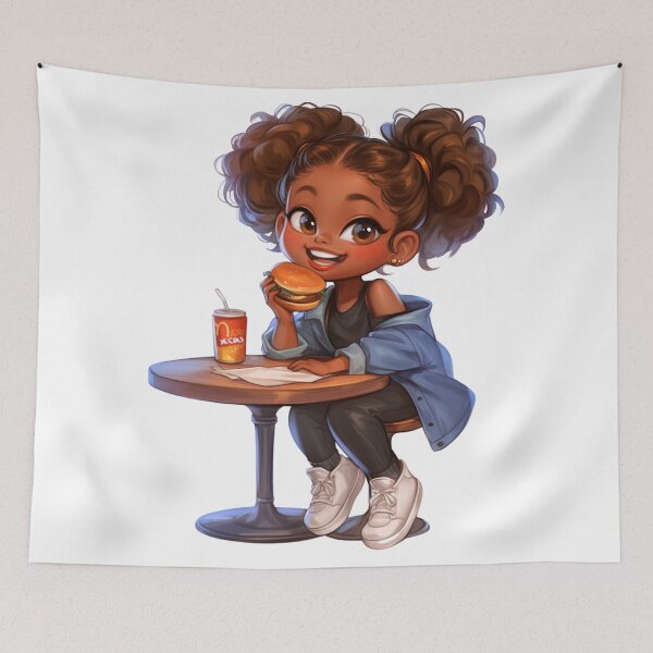 Item preview, Cute Black Girl Burger Time Chibi designed and sold by Lulunza.