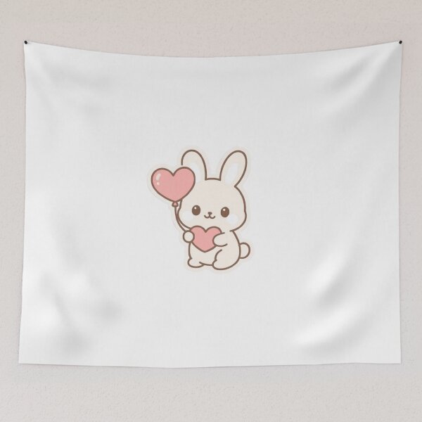 Artikelvorschau, Kawaii-Hase mit Herzaufkleber. entworfen und verkauft von Vegasstickers.