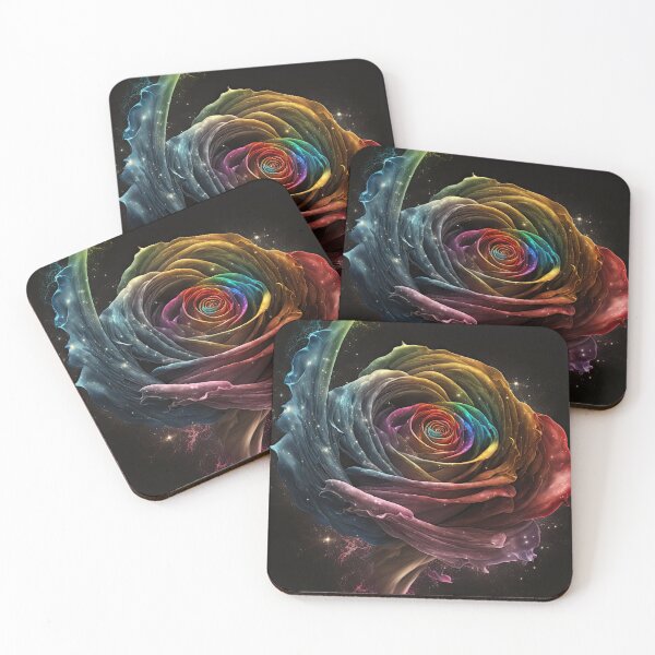 Item preview, A rose bursting with color against a dark background illuminated by twinkling stars. designed and sold by Jerhus.