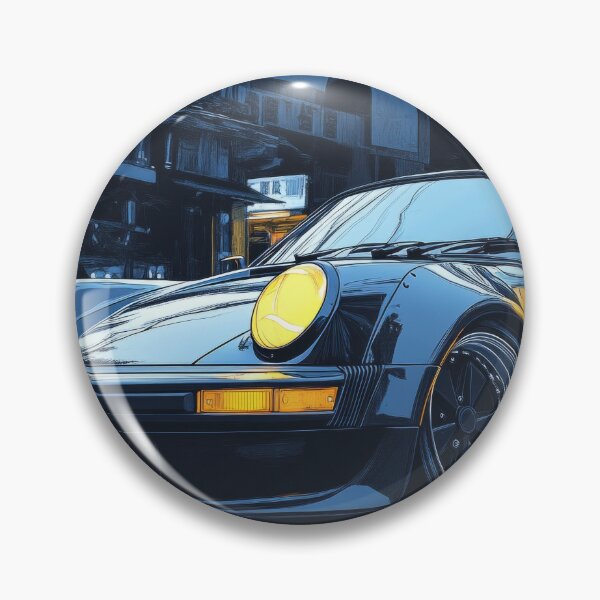 Item preview, A retro black sports car on a lit city street at nightfall designed and sold by Jerhus.