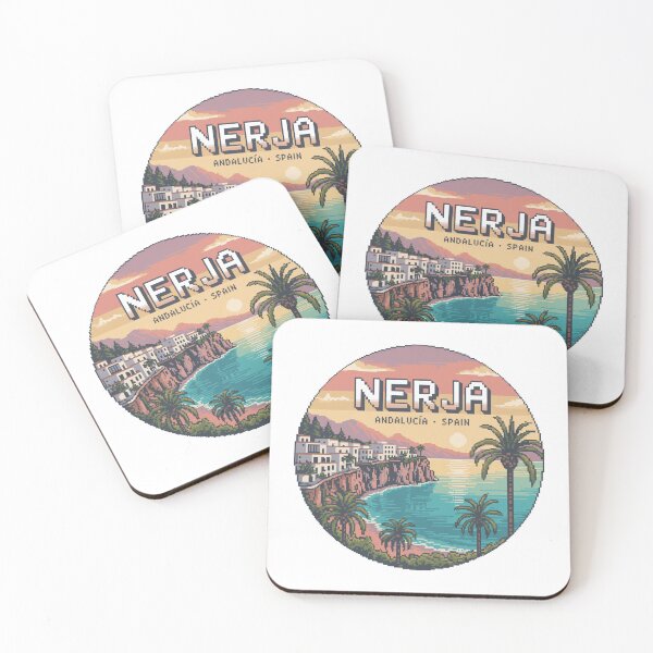 Item preview, Nerja Sunset Coast – Andalucía Spain | Retro Pixel Art Travel Poster designed and sold by CircinusStore.