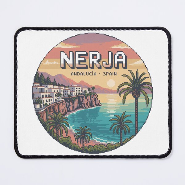 Item preview, Nerja Sunset Coast – Andalucía Spain | Retro Pixel Art Travel Poster designed and sold by CircinusStore.