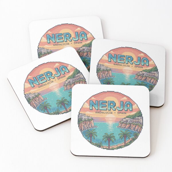 Item preview, Nerja Sunset Bay – Andalucía Spain | Retro Pixel Art Coastline designed and sold by CircinusStore.