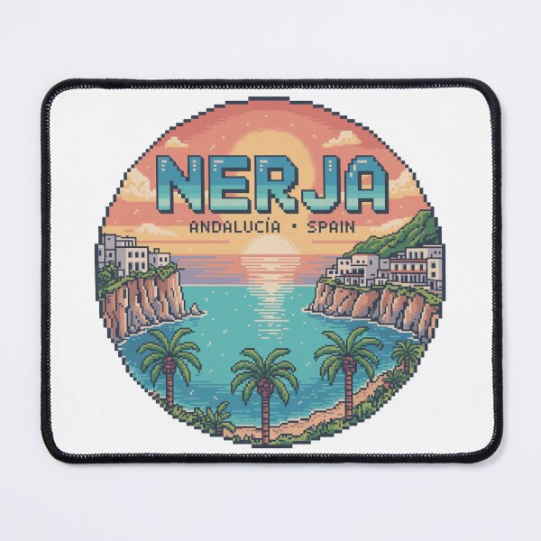 Item preview, Nerja Sunset Bay – Andalucía Spain | Retro Pixel Art Coastline designed and sold by CircinusStore.