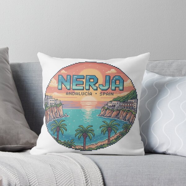 Item preview, Nerja Sunset Bay – Andalucía Spain | Retro Pixel Art Coastline designed and sold by CircinusStore.