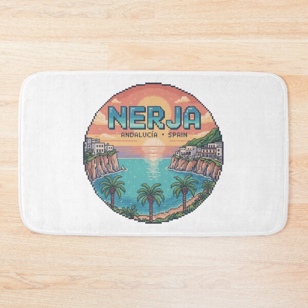 Item preview, Nerja Sunset Bay – Andalucía Spain | Retro Pixel Art Coastline designed and sold by CircinusStore.