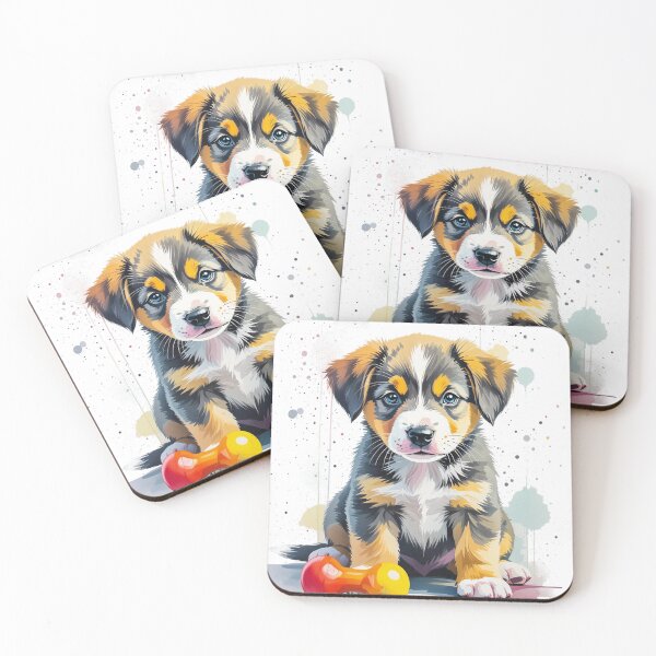 Item preview, Adorable Puppy with Chew Toy - Watercolor Dog Lover Gift designed and sold by AnimalAirtistry.