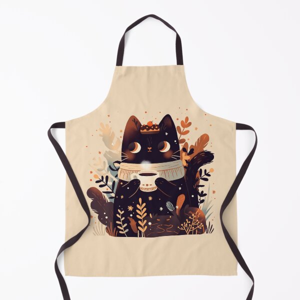 Artikelvorschau, Schwarze Katze mit Tee und Kuchen entworfen und verkauft von WoollenLlama.