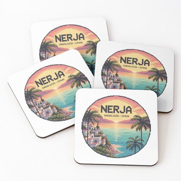 Item preview, Nerja Coastal Sunrise – Andalucía Spain | Retro Pixel Art Seaside View designed and sold by CircinusStore.