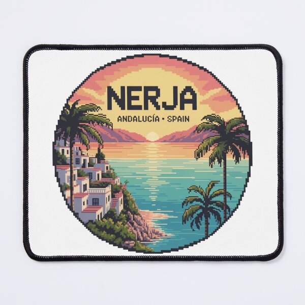 Item preview, Nerja Coastal Sunrise – Andalucía Spain | Retro Pixel Art Seaside View designed and sold by CircinusStore.