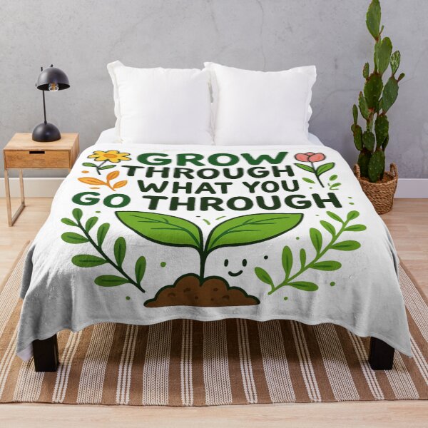 Item preview, Grow Through What You Go Through Positive Plant Quote. designed and sold by The-T-In-Retro.