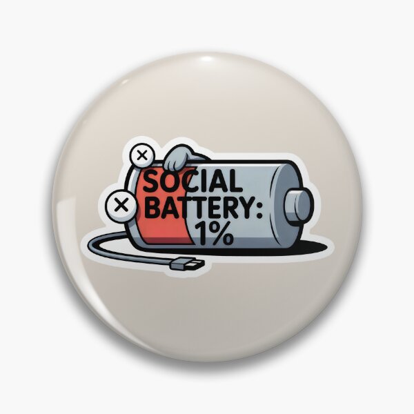 Item preview, Low Social Battery with Red Charge Indicator and Plugged-In Cable designed and sold by SplashTastic.