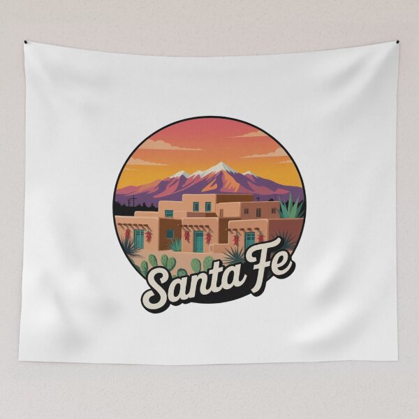 Item preview, Santa Fe Sunset – New Mexico USA | Retro Desert Art designed and sold by CircinusStore.