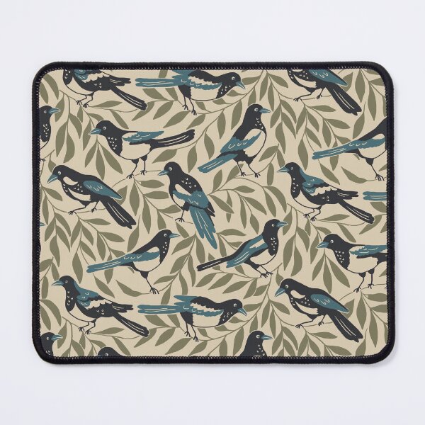 Item preview, Magpies and Willow Leaves Vintage Nature Pattern designed and sold by Ema Tudose.