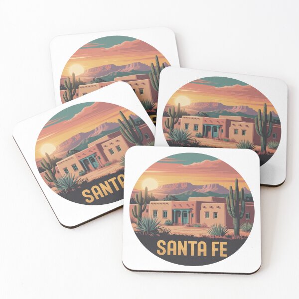 Item preview, Santa Fe Desert Sunset – New Mexico | Retro Adobe Art designed and sold by CircinusStore.