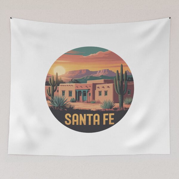 Item preview, Santa Fe Desert Sunset – New Mexico | Retro Adobe Art designed and sold by CircinusStore.