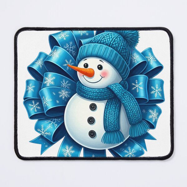 Item preview, Cheerful Blue Snowman Illustration with Decorative Snowflake Bow | Festive Winter Holiday Art designed and sold by PixelVibe782.