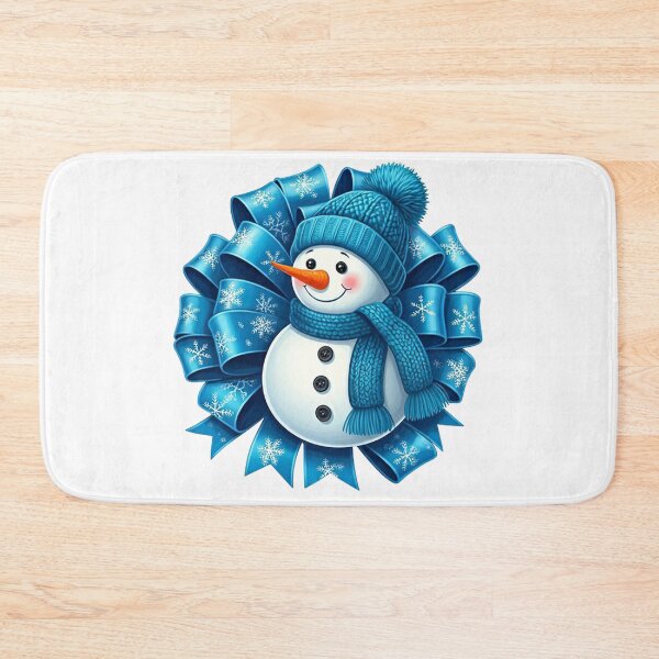 Item preview, Cheerful Blue Snowman Illustration with Decorative Snowflake Bow | Festive Winter Holiday Art designed and sold by PixelVibe782.