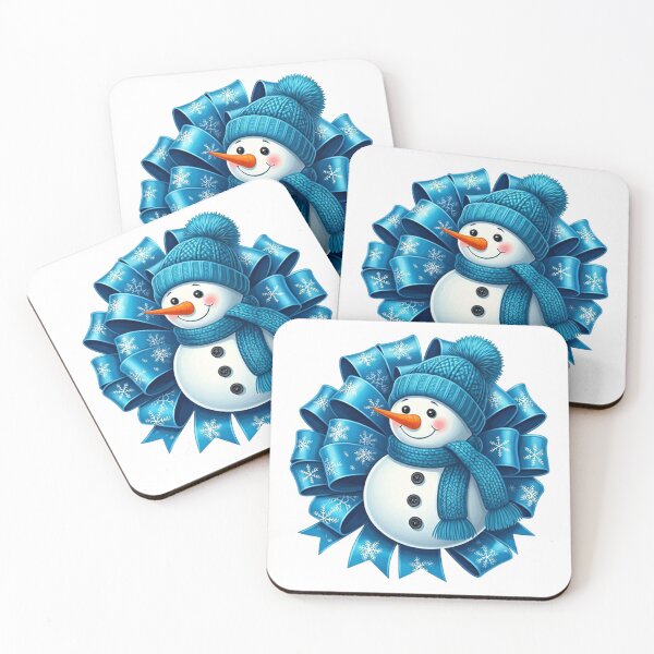 Item preview, Cheerful Blue Snowman Illustration with Decorative Snowflake Bow | Festive Winter Holiday Art designed and sold by PixelVibe782.