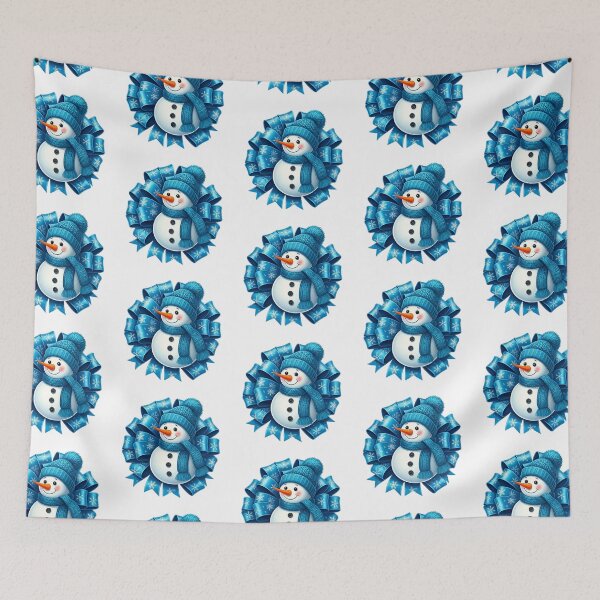 Item preview, Cheerful Blue Snowman Illustration with Decorative Snowflake Bow | Festive Winter Holiday Art designed and sold by PixelVibe782.