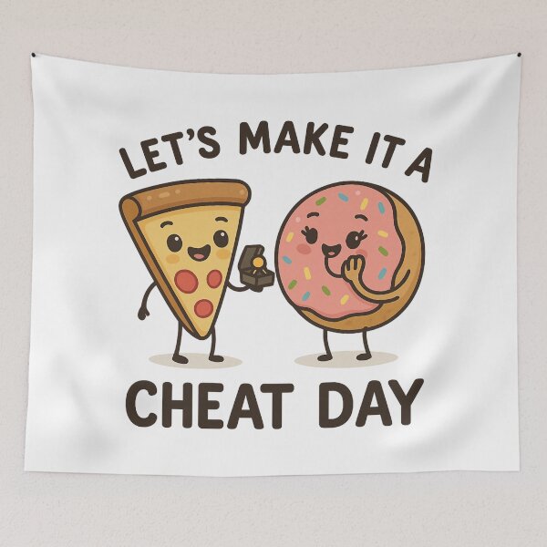 Item preview, Cute Pizza and Donut Cheat Day Funny Foodie Design. designed and sold by The-T-In-Retro.