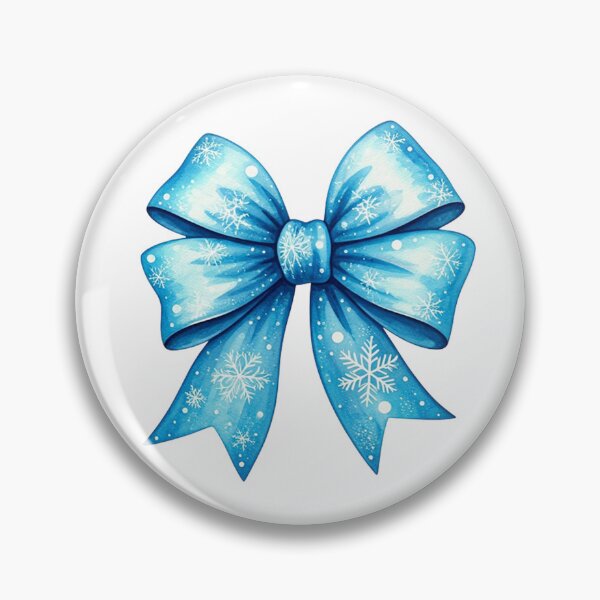 Item preview, Watercolor Blue Bow Illustration with Snowflakes & Icy Patterns | Festive Winter Holiday Decoration Art designed and sold by PixelVibe782.