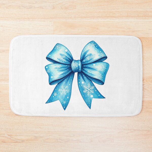Item preview, Watercolor Blue Bow Illustration with Snowflakes & Icy Patterns | Festive Winter Holiday Decoration Art designed and sold by PixelVibe782.