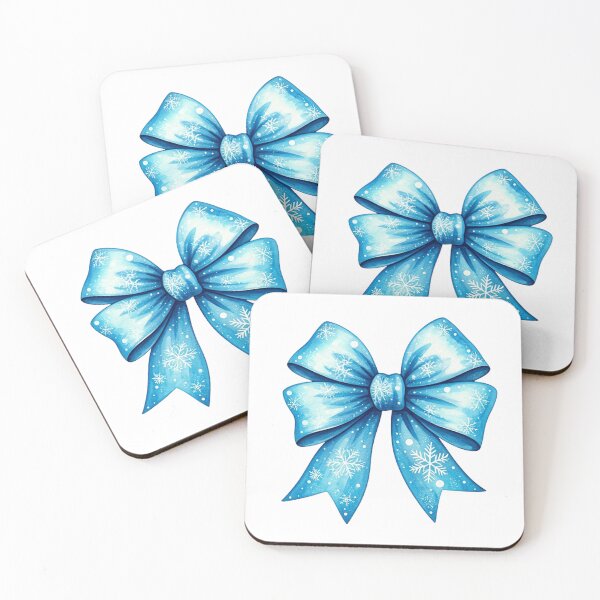 Item preview, Watercolor Blue Bow Illustration with Snowflakes & Icy Patterns | Festive Winter Holiday Decoration Art designed and sold by PixelVibe782.