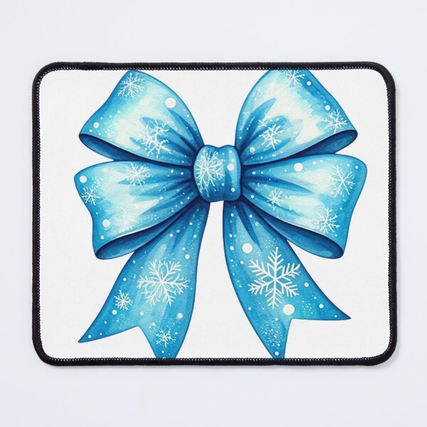 Item preview, Watercolor Blue Bow Illustration with Snowflakes & Icy Patterns | Festive Winter Holiday Decoration Art designed and sold by PixelVibe782.
