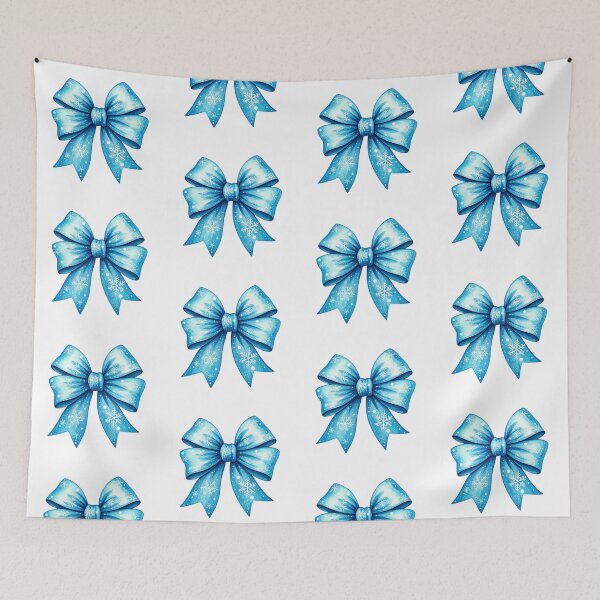 Item preview, Watercolor Blue Bow Illustration with Snowflakes & Icy Patterns | Festive Winter Holiday Decoration Art designed and sold by PixelVibe782.