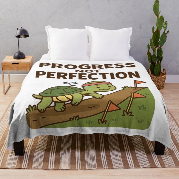 Item preview, Motivational Tortoise Progress Not Perfection Design. designed and sold by The-T-In-Retro.
