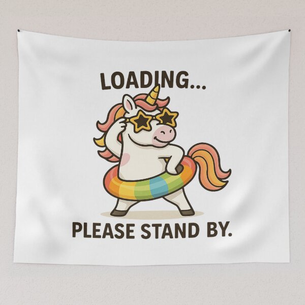 Item preview, Funny Unicorn Summer Loading Floatie Art. designed and sold by The-T-In-Retro.