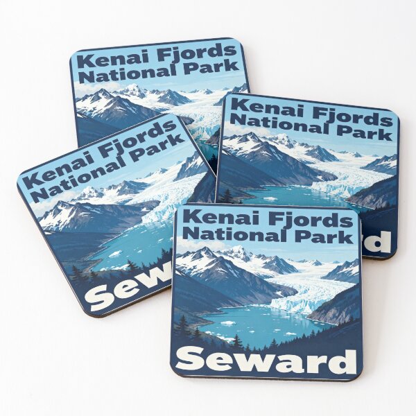 Item preview, Kenai Fjords National Park Travel vacation poster design designed and sold by Pixel & Petal.